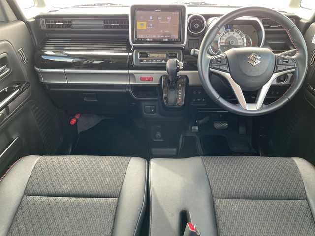 スズキ スペーシア カスタム HYBRID XS ターボ 福岡県 2018(平30)年 6.7万km ピュアホワイトパール/ブラック2トーン デュアルセンサーブレーキサポート　社外ナビ（ＡＶＩＣ－ＲＬ９０１）　バックカメラ　両側パワースライドドア　クルーズコントロール　シートヒーター　パドルシフト　フルセグＴＶ　ＣＤ／ＤＶＤ再生　ＥＴＣ