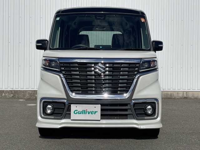 スズキ スペーシア カスタム HYBRID XS ターボ 福岡県 2018(平30)年 6.7万km ピュアホワイトパール/ブラック2トーン デュアルセンサーブレーキサポート　社外ナビ（ＡＶＩＣ－ＲＬ９０１）　バックカメラ　両側パワースライドドア　クルーズコントロール　シートヒーター　パドルシフト　フルセグＴＶ　ＣＤ／ＤＶＤ再生　ＥＴＣ