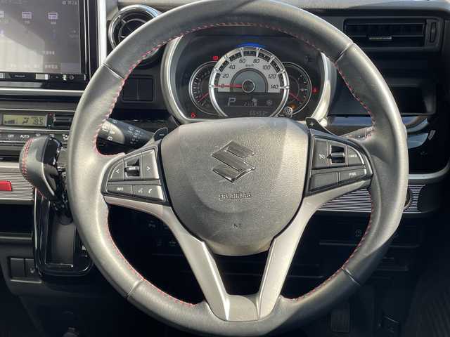 スズキ スペーシア カスタム HYBRID XS ターボ 福岡県 2018(平30)年 6.7万km ピュアホワイトパール/ブラック2トーン デュアルセンサーブレーキサポート　社外ナビ（ＡＶＩＣ－ＲＬ９０１）　バックカメラ　両側パワースライドドア　クルーズコントロール　シートヒーター　パドルシフト　フルセグＴＶ　ＣＤ／ＤＶＤ再生　ＥＴＣ