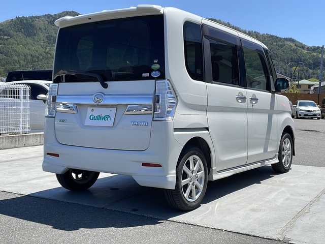 ダイハツ タント カスタム X 山梨県 2015(平27)年 4.3万km パールホワイトⅢ ・純正SDナビ/・フルセグTV/・パワースライドドア/・スマートキー/・オートライト/・ウインカーミラー/・純正14インチAW/・アイドリングストップ