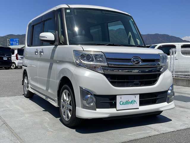 ダイハツ タント カスタム X 山梨県 2015(平27)年 4.3万km パールホワイトⅢ ・純正SDナビ/・フルセグTV/・パワースライドドア/・スマートキー/・オートライト/・ウインカーミラー/・純正14インチAW/・アイドリングストップ