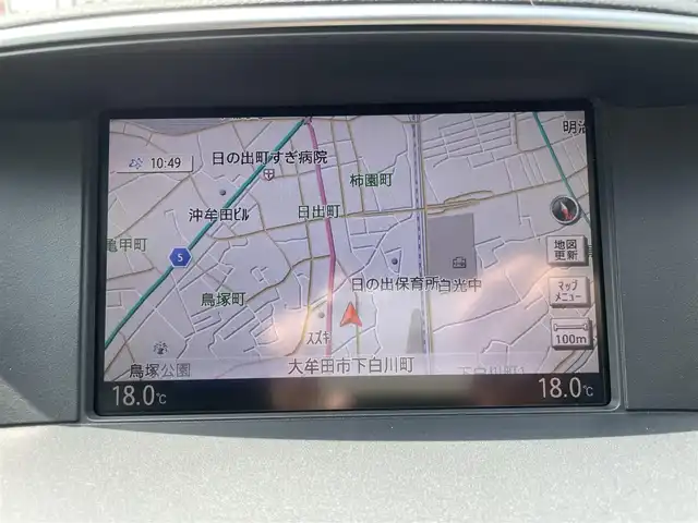 日産 フーガ 250GT 福岡県 2010(平22)年 4万km ブレードシルバー 純正SDナビ(BT、フルセグTV、CD)/バックカメラ/ビルトインETC/クルーズコントロール/カーテンエアバッグ/パワーシート(D＋N席)/ハーフレザーシート/オットマン(N席)/オートライト/オートマチックハイビーム/ABS/AFS/盗難防止装置/前後コーナーセンサー/スマートキー/純正フロアマット/純正アルミホイール/キセノンライト