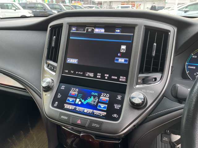 トヨタ クラウン ハイブリッド ロイヤルサルーン Four 青森県 2014(平26)年 19.4万km ブラック 4WD/純正HDDナビ・フルセグTV/バックカメラ/前席パワーシート・シートヒーター/ステアリングヒーター/クルーズコントロール/純正ビルトインETC/純正エンジンスターター/純正フロアマット/電動リアサンシェード/HIDヘッドライト/LEDフォグランプ/社外16インチアルミ