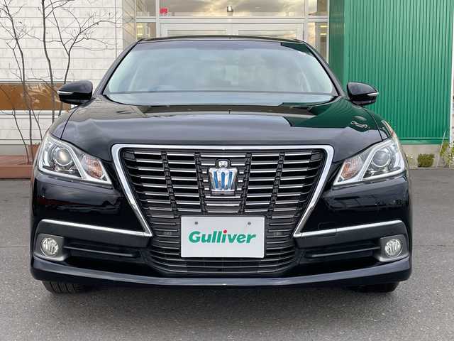 トヨタ クラウン ハイブリッド ロイヤルサルーン Four 青森県 2014(平26)年 19.4万km ブラック 4WD/純正HDDナビ・フルセグTV/バックカメラ/前席パワーシート・シートヒーター/ステアリングヒーター/クルーズコントロール/純正ビルトインETC/純正エンジンスターター/純正フロアマット/電動リアサンシェード/HIDヘッドライト/LEDフォグランプ/社外16インチアルミ