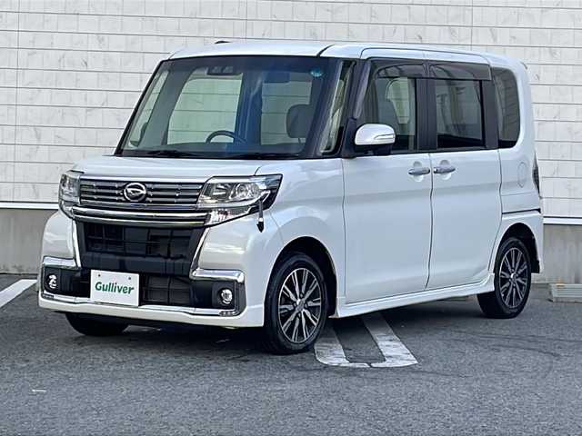 ダイハツ タント カスタム X トップED SA Ⅲ 山形県 2017(平29)年 6.4万km パールホワイトⅢ 禁煙車/4WD/衝突回避支援ブレーキ機能/社外ナビ(AM/FM/BT/TV/CD/DVD)/片側パワースライド/D assist（Ｄアシスト）切替ステアリングスイッチ/アイドリングストップ/シートヒーター/オートマチックハイビーム/ドアバイザー/横滑り防止装置/純正AW14/社外AW14インチスタッドレスタイヤ積込/純正フロアマット/スペアキー(1本)/ETC