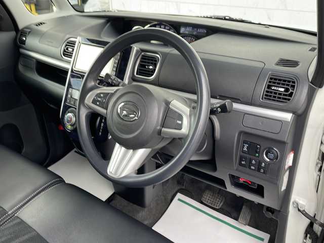 ダイハツ タント カスタム X トップED SA Ⅲ 山形県 2017(平29)年 6.4万km パールホワイトⅢ 禁煙車/4WD/衝突回避支援ブレーキ機能/社外ナビ(AM/FM/BT/TV/CD/DVD)/片側パワースライド/D assist（Ｄアシスト）切替ステアリングスイッチ/アイドリングストップ/シートヒーター/オートマチックハイビーム/ドアバイザー/横滑り防止装置/純正AW14/社外AW14インチスタッドレスタイヤ積込/純正フロアマット/スペアキー(1本)/ETC