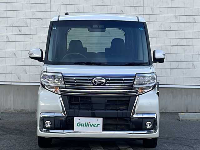 ダイハツ タント カスタム X トップED SA Ⅲ 山形県 2017(平29)年 6.4万km パールホワイトⅢ 禁煙車/4WD/衝突回避支援ブレーキ機能/社外ナビ(AM/FM/BT/TV/CD/DVD)/片側パワースライド/D assist（Ｄアシスト）切替ステアリングスイッチ/アイドリングストップ/シートヒーター/オートマチックハイビーム/ドアバイザー/横滑り防止装置/純正AW14/社外AW14インチスタッドレスタイヤ積込/純正フロアマット/スペアキー(1本)/ETC