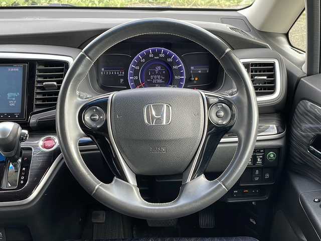 ホンダ オデッセイ アブソルート 20thアニバーサリー 新潟県 2014(平26)年 7.4万km プレミアムヴィーナスブラックP 4WD/純正8インチインターナビ(VXM-155VFEi)/CD/DVD/BT/フルセグテレビ/ミュージックサーバー/バックカメラ/ETC/フリップダウンモニター/ドライブレコーダー/クルーズコントロール/両側パワースライドドア/半革シート/運転席パワーシート/ステアリングスイッチ/スマートキー/プッシュスタート/LEDヘッドライト/オートライト/フォグランプ/社外18インチアルミホイール