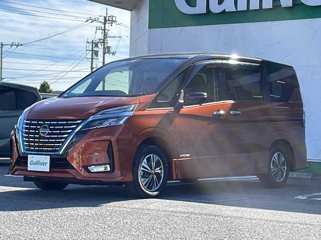 日産 セレナ e－パワー ハイウェイスター V 徳島県 2020(令2)年 4.8万km サンライズオレンジ/ダイヤモンドブラック 純正9型ナビ/（ラジオ/フルセグ/DISC/iPod/USB/BT/HDMI）/全方位カメラ/プロパイロット/オートブレーキホールド/デジタルインナーミラー/ブラインドスポットモニター/両側電動スライドドア/前後コーナーセンサー/LEDヘッドライト/追従式クルーズコントロール/ビルトインETC/純正フロアマット/ドアバイザー/フォグライト