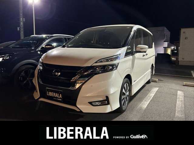 日産 セレナ ハイウェイスター Vセレクション 茨城県 2018(平30)年 3.7万km ブリリアントホワイトパール AAC/純正ナビ/左右パワスラ/オートライト/純正フロアマット/AUX/Bluetooth/SD/バックカメラ/パークアシスト/クルコン/Nissan　Connectサービス/三列シート/プッシュスタート/チャイルドシート対応