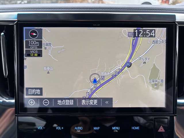 トヨタ アルファード S Cパッケージ 福岡県 2019(令1)年 3.4万km ラグジュアリーホワイトパールクリスタルシャインガラスフレーク サンルーフ/純正ディーラーナビ/（AM/FM/CD/DVD/SD/Bluetooth/フルセグTV）/横滑り防止装置/衝突軽減アシスト/レーンキープアシスト/クルーズコントロール（追従あり）/オートブレーキホールド/パワーシート（DN）/ヒートシーター（DN）/シートクーラー（DN）/オットマン/シートメモリー（D）/ハンドルヒーター/パワーバックドア/パワースライドドア（両側）/オートマチックハイビーム/オートライト/フォグランプ/ドライブレコーダー（前後）/ビルトETC/バックミラー型ドライブレコーダー/後部座席用モニター/純正アルミホイール/純正フロアマット/スペアキー×１/プッシュスタート/電格ミラー/保証書/取扱説明書