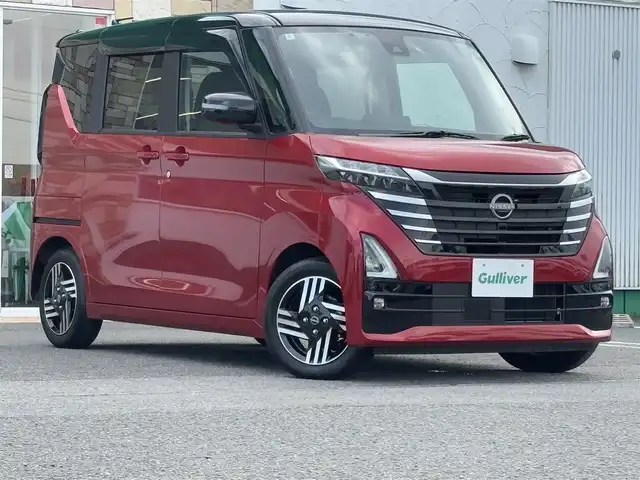 日産 ルークス ハイウェイスター X 徳島県 2024(令6)年 0.6万km スパークリングレッド/ブラック エマージェンシーブレーキシステム/９型ナビゲーション　/（フルセグ/CD/DVD/HDMI)/全方位モニター　/ナビ連動ドライブレコーダー　/ＥＴＣ　/ＬＥＤヘッドライト　/フォグ　/ヘッドライトレベリング/アイドリングストップ　/両側パワースライドドア　/ハンズフリードア　/ウィンカーミラー/カーテンエアバック　/プッシュスタート/スマートキー/ステアリングリモコン/サイドバイザー/リヤワイパー