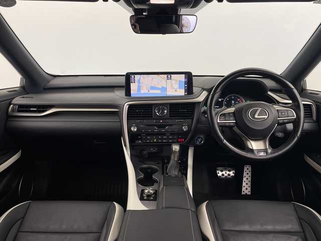 レクサス ＲＸ 450h Fスポーツ 鹿児島県 2021(令3)年 4.6万km グラファイトブラックガラスフレーク ワンオーナー/レクサスセーフティプラス/純正ナビ/（CD/DVD/BT/フルセグTV）/AppleCarPlay/パノラマルーフ/パノラミックビューモニター/パドルシフト/プリクラッシュセーフティ/レーンキープアシストパワーバックドア/レーダークルーズコントロール/ヘッドアップディスプレイ/ブラインドスポットモニター/3眼LEDヘッドライト/赤レザーシート/シートヒーター/シートベンチレーション/ETC2.0/ハンドルヒーター/保証書/取扱説明書