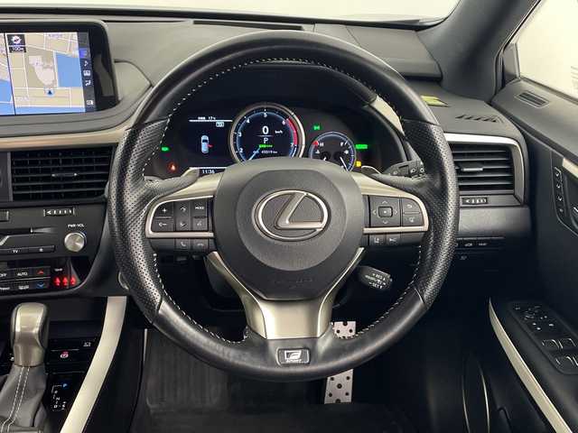 レクサス ＲＸ 450h Fスポーツ 鹿児島県 2021(令3)年 4.6万km グラファイトブラックガラスフレーク ワンオーナー/レクサスセーフティプラス/純正ナビ/（CD/DVD/BT/フルセグTV）/AppleCarPlay/パノラマルーフ/パノラミックビューモニター/パドルシフト/プリクラッシュセーフティ/レーンキープアシストパワーバックドア/レーダークルーズコントロール/ヘッドアップディスプレイ/ブラインドスポットモニター/3眼LEDヘッドライト/赤レザーシート/シートヒーター/シートベンチレーション/ETC2.0/ハンドルヒーター/保証書/取扱説明書