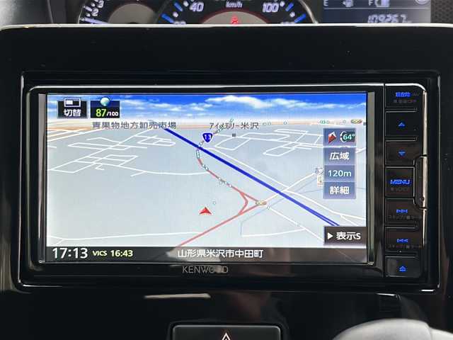 スズキ ワゴンＲ スティングレー HYBRID X 山形県 2017(平29)年 11万km ブレイブカーキP ４WD/社外ナビKENWOOD/（AM/FM/CD/DVD/フルセグ/Bluetooth）/ステアリングスイッチ/クルーズコントロール/オートマチックハイビーム/レーンキープアシスト/電動格納ミラー/前席シートヒーター/ETC/横滑り防止装置/フォグランプ/ドアバイザー/社外14インチAWスタッドレスタイヤ車載（6mm）