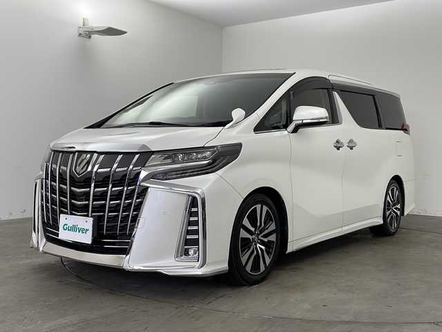 トヨタ アルファード S Cパッケージ 兵庫県 2019(平31)年 7.3万km ホワイトパールクリスタルシャイン ・社外10インチナビ/CD/DVD/SD/USB/TV/BT/・バックカメラ/・ビルトインETC/・サンルーフ/・社外11.6インチフリップダウンモニター/・前方ドライブレコーダー/・Toyota　Safety　Sense/・プリクラッシュセーフティ/・レーントレーシングアシスト/・レーダークルーズコントロール（全車速追従機能付）/・ロードサインアシスト/・アダプティブハイビームシステム/・クリアランスソナー/・両側パワースライドドア/・パワーバックドア/・革シート/・前席パワーシート/・前席シートヒーター/・前席シートベンチレーション/・AC100V電源/・ウッド調コンビステアリング/・ステアリングヒーター/・3眼LEDヘッドライト/・タナベ製ローダウンスプリング（NF210）/・プッシュスタート/・スマートキー/・社外マフラー