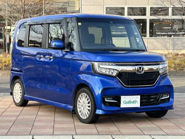 ホンダ Ｎ ＢＯＸ カスタム G L ホンダセンシング 福島県 2018(平30)年 16.9万km ブリリアントスポーティブルーメタリック2トーン ホンダセンシング/衝突軽減ブレーキ〈CMBS〉/誤発進抑制機能/後方誤発進抑制機能/歩行者事故低減ステアリング/路外逸脱抑制機能/アダプティブクルーズコントロール〈ACC〉/車線維持支援システム〈LKAS〉/オートハイビーム/先行車発進お知らせ機能/標識認識機能/純正ナビゲーション/型番：VXU-185NBi/【CD/DVD/SD/USB/BT/TV】/バックカメラ/純正ドライブレコーダー/ビルトインETC/片側パワースライドドア/LEDオートライト/LEDフォグランプ/ステアリングリモコン/純正フロアマット/ドアバイザー