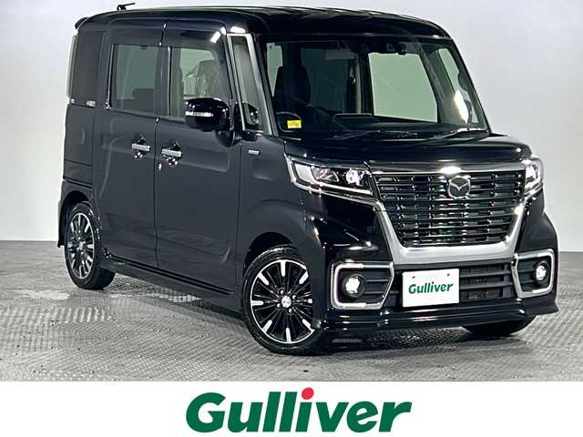 マツダ フレアワゴン カスタムスタイル ハイブリッド XS 沖縄県 2021(令3)年 5.5万km ブルーイッシュブラックパール3 県外仕入れ/禁煙車/両側パワースライドドア/純正8インチナビ/（フルセグTV/BT/USB/FM/AM）/ステアリングリモコン/全方位モニター/衝突被害軽減システム/ヘッドアップディスプレイ/ビルドインETC/前後ドライブレコーダー/クルーズコントロール/シートヒーター/プッシュスタート/電動格納ウィンカーミラー/フォグランプ/コーナーセンサー/純正サンシェード/純正フロアマット/純正ドアバイザー/純正アルミホイール