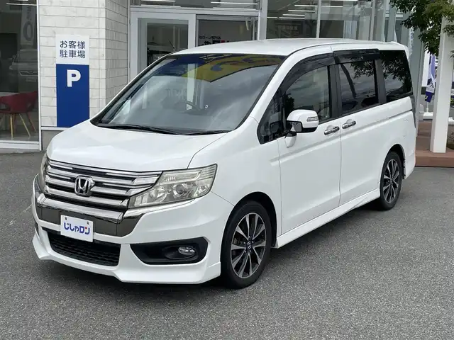ホンダ ステップワゴン スパーダ Z クールスピリット 山梨県 2012(平24)年 9.2万km ホワイトオーキッドパール (株)IDOMが運営する【じしゃロン甲府店】の自社ローン専用車両になります。/こちらは現金またはオートローンご利用時の価格です。自社ローンご希望の方は別途その旨お申付け下さい/スマートキー２個/両側パワースライドドア/クルーズコントロール/パドルシフト/ハーフレザーシート/純正ＨＤＤインターナビ・フルセグＴＶ/ＣＤ・ＤＶＤ・ＵＳＢ/バックカメラ/ＨＩＤオートライト/ビルトインＥＴＣ/保証書・取説書・ナビ説