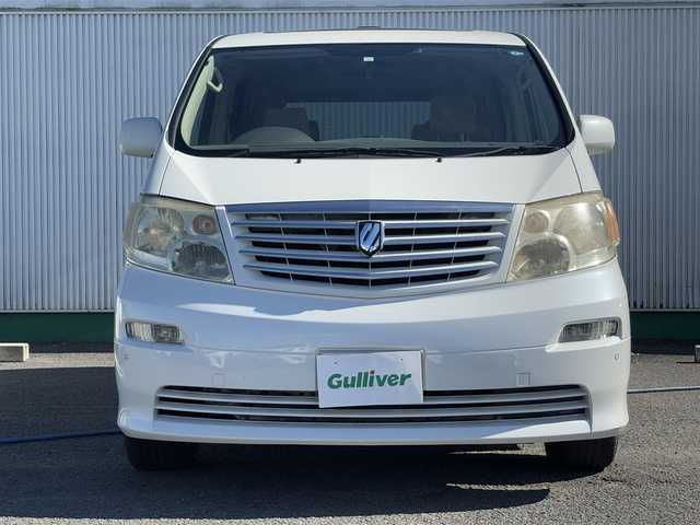 トヨタ アルファード Ｖ AX L－ED サイドリフトアップ 徳島県 2005(平17)年 11.9万km ホワイトパールマイカ サンルーフ/純正ナビ/（BT/CD/DVD/SD/フルセグTV）/バックカメラ/両側パワースライドドア/オートライト/ステアリングスイッチ/プッシュスタート/リモコンキー/スペアキー1本/後部コーナーセンサー/純正16インチアルミホイール