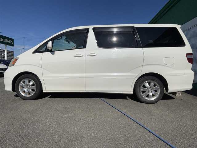 トヨタ アルファード Ｖ AX L－ED サイドリフトアップ 徳島県 2005(平17)年 11.9万km ホワイトパールマイカ サンルーフ/純正ナビ/（BT/CD/DVD/SD/フルセグTV）/バックカメラ/両側パワースライドドア/オートライト/ステアリングスイッチ/プッシュスタート/リモコンキー/スペアキー1本/後部コーナーセンサー/純正16インチアルミホイール