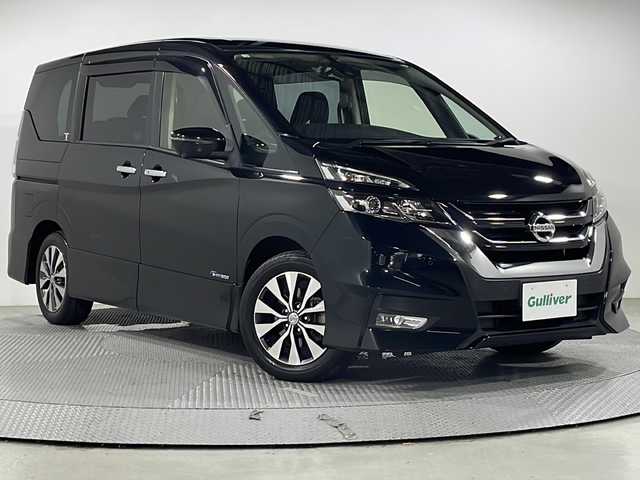 日産 セレナ ハイウェイスター G 広島県 2016(平28)年 6.1万km ダイヤモンドブラック 純正９型ナビ/Blu-ray/後席フリップダウンモニター/アラウンドビューモニター/シートヒーター/両側パワースライドドア/クルーズコントロール/ETC/衝突軽減/LEDヘッドライト/コーナーセンサー/フォグランプ/踏み間違い防止/レーンキープアシスト/純正16インチアルミホイール(195/60/R16)/エアバッグ(運転席/助手席/サイド/カーテン)
