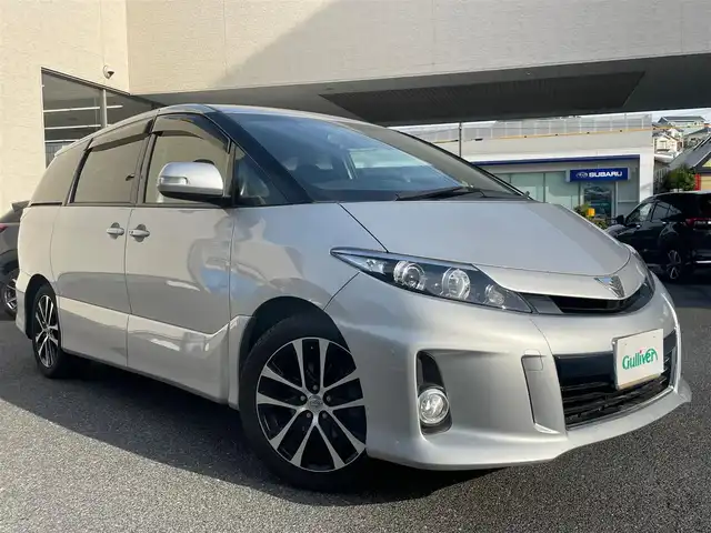 トヨタ エスティマ アエラス 広島県 2015(平27)年 5.3万km シルバーM /登録時走行距離/　　　　　　　52347キロ/ワンオーナー/社外ナビ/地デジ/両側パワースライドドア/オートライト/スペアキー×１/ビルトインETC/新車時整備手帳/　　【保証書】/取扱説明書/