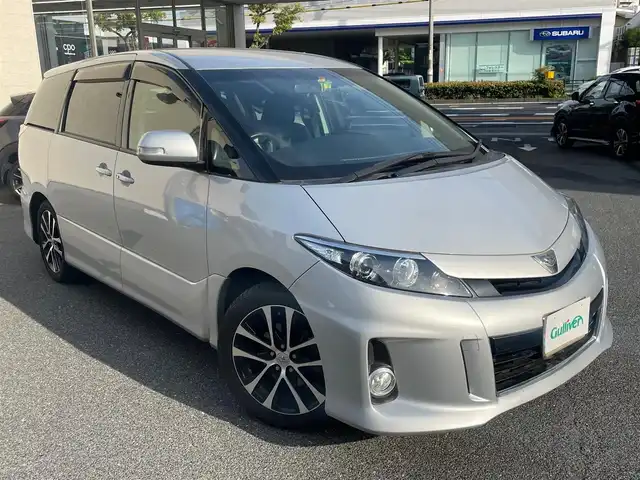 トヨタ エスティマ アエラス 広島県 2015(平27)年 5.3万km シルバーM /登録時走行距離/　　　　　　　52347キロ/ワンオーナー/社外ナビ/地デジ/両側パワースライドドア/オートライト/スペアキー×１/ビルトインETC/新車時整備手帳/　　【保証書】/取扱説明書/