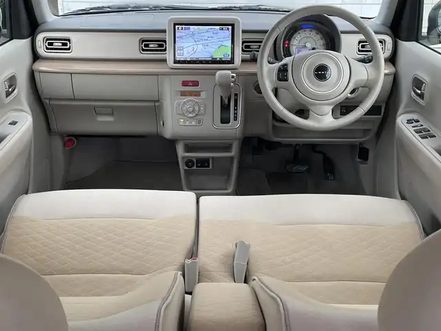 スズキ ラパン X 栃木県 2021(令3)年 1.7万km シフォンアイボリーメタリック ワンオーナー/純正ナビ(CN-RZ865)/(CD/DVD/BT/SD/USB/フルセグTV)/全方位カメラ/レーダーブレーキサポート/前席シートヒーター/アイドリングストップ/LEDヘッドライト/オートライト/純正フロアマット/コーナーセンサー/ナビ連動ドラレコ/取扱説明書/保証書/スマートキー