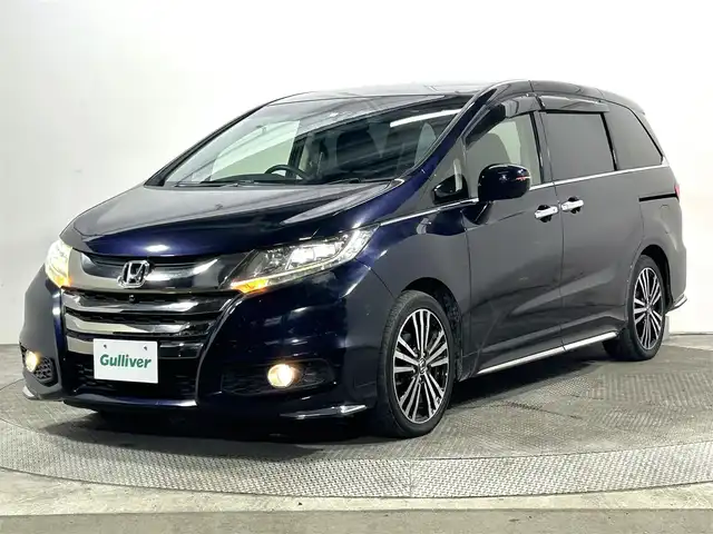ホンダ オデッセイ アブソルート EX 大阪府 2014(平26)年 5.7万km プレミアムヴィーナスブラックP 純正ナビ(フルセグ/DVD再生/Bluetooth) 360カメラ ETC 両側パワースライドドア クルコン BSM ハーフレザー パワーシート オットマン パドルシフト オートライト HDMI