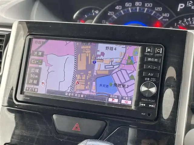 ダイハツ タント カスタム RS トップED SA 滋賀県 2015(平27)年 7.9万km ナイトシャドーパープルクリスタルM 純正ナビ/【Bluetooth/CD/DVD/フルセグTV】/バックカメラ/ETC/ハーフレザーシート/LEDライト/両側パワースライドドア/衝突被害軽減システム/ステアリングスイッチ/スマートキー/オートエアコン