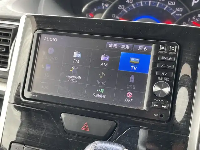 ダイハツ タント カスタム RS トップED SA 滋賀県 2015(平27)年 7.9万km ナイトシャドーパープルクリスタルM 純正ナビ/【Bluetooth/CD/DVD/フルセグTV】/バックカメラ/ETC/ハーフレザーシート/LEDライト/両側パワースライドドア/衝突被害軽減システム/ステアリングスイッチ/スマートキー/オートエアコン