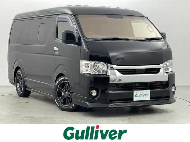 トヨタ ハイエース GL ロング 群馬県 2020(令2)年 3.4万km ブラックマイカ デジタルインナーミラー/パノラミックビューモニター/AC100V電源/LEDヘッドライト/デジタルインナーミラー　パノラミックビューモニター　ＬＥＤヘッドライト　片側パワースライドドア　ＡＣ１００Ｖ　フリップダウンモニタ　ナビ　フルセグＴＶ　Ｆ／Ｓ／Ｒエアロ　オートハイビーム　社外マフラー