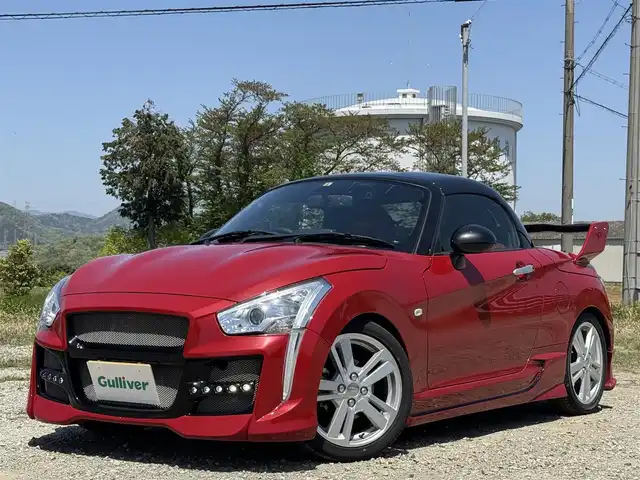 ダイハツ コペン ローブ S 兵庫県 2023(令5)年 2.5万km マタドールレッドP SHORINリアウィング/SHORINリアハーフスポイラー/BLITZフロントバンパースポイラー/も。ファクマフラー/社外ダウンサス/社外ナビ/フルセグTV/シートヒーター/スマートキー/プッシュスタート