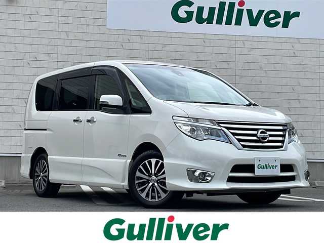日産 セレナ ハイウェイスター Sハイブリッド 山形県 2014(平26)年 5.8万km ブリリアントホワイトパール 禁煙車/エマージェンシーブレーキ/レーンディパーチャーウォーニング/アルパイン8インチナビ(CD.DVD.SD.BT)/アルパインフリップダウンモニター/フルセグ/バックカメラ/クルーズコントロール/両側パワースライドドア/ETC/プッシュスタート/スマートキー/LEDヘッドライト/フォグランプ