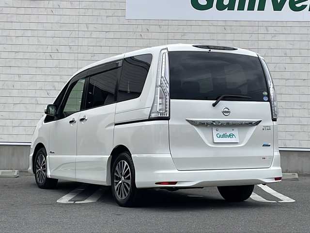 日産 セレナ ハイウェイスター Sハイブリッド 山形県 2014(平26)年 5.8万km ブリリアントホワイトパール 禁煙車/エマージェンシーブレーキ/レーンディパーチャーウォーニング/アルパイン8インチナビ(CD.DVD.SD.BT)/アルパインフリップダウンモニター/フルセグ/バックカメラ/クルーズコントロール/両側パワースライドドア/ETC/プッシュスタート/スマートキー/LEDヘッドライト/フォグランプ