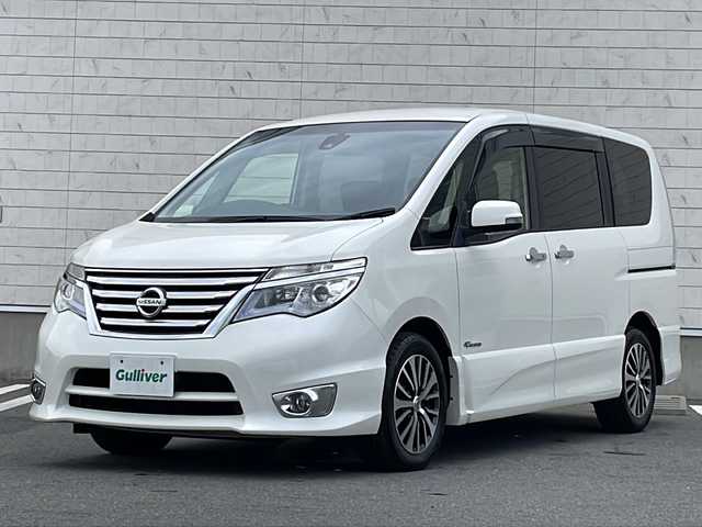 日産 セレナ ハイウェイスター Sハイブリッド 山形県 2014(平26)年 5.8万km ブリリアントホワイトパール 禁煙車/エマージェンシーブレーキ/レーンディパーチャーウォーニング/アルパイン8インチナビ(CD.DVD.SD.BT)/アルパインフリップダウンモニター/フルセグ/バックカメラ/クルーズコントロール/両側パワースライドドア/ETC/プッシュスタート/スマートキー/LEDヘッドライト/フォグランプ
