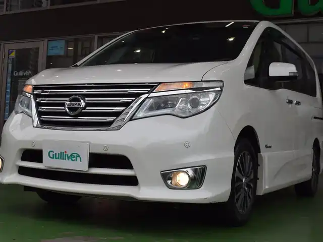 日産 セレナ ハイウェイS G S HV Aセーフ 神奈川県 2015(平27)年 5.8万km ブリリアントホワイトパール ワンオーナー/新車時保証書あり/純正HDDナビ/・AM/FM/CD/DVD/SD/BT/AUX//・フルセグ/・全周囲カメラ/両側電動スライドドア/フィリップダウンモニター/衝突軽減ブレーキ/レーンキープアシスト/電動格納ミラー/クルーズコントロール/コーナーセンサー/ウォークスルー/オートライト/HIDヘッドライト/フォグランプ/ウインカーミラー/サンシェード/ビルトインETC/純正マット/スマートキー/スペアキー/プッシュスタート