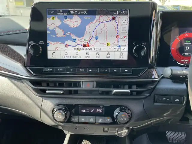 日産 オーラ ニスモ 熊本県 2022(令4)年 0.5万km ダークメタルグレー/スーパーブラック2トーン プロパイロット/ワンオーナー/プッシュスタート/純正ナビ/（フルセグTV・BTオーディオ・HDMI）/アラウンドビューモニター/ビルトインETC/純正17インチAW/LEDヘッドライト/オートライト/フォグライト/前後コーナーセンサー/横滑り防止装置/ウィンカーミラー/純正フロアマット/純正ドアバイザー/新車保証書/取扱説明書/スマートスペアキー×1本