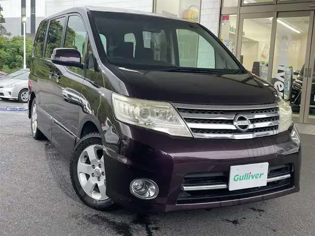 日産 セレナ ハイウェイスター Vセレクション 長崎県 2010(平22)年 14.7万km オーロラモーヴ 純正ナビ（BT/CD/DVD/SD/フルセグ）/スマートキー/両側パワスラ/純正リアモニター/純正16インチアルミホイール/ドアバイザー/純正フロアマット/取説/ナビ取説/記録簿/保証書/SRSエアバッグ/盗難防止装置/バックカメラ/ETC/オートライト/オートハイビーム