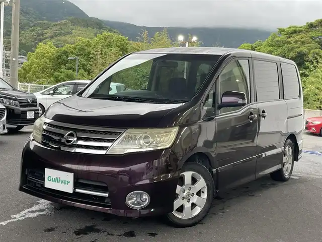 日産 セレナ ハイウェイスター Vセレクション 長崎県 2010(平22)年 14.7万km オーロラモーヴ 純正ナビ（BT/CD/DVD/SD/フルセグ）/スマートキー/両側パワスラ/純正リアモニター/純正16インチアルミホイール/ドアバイザー/純正フロアマット/取説/ナビ取説/記録簿/保証書/SRSエアバッグ/盗難防止装置/バックカメラ/ETC/オートライト/オートハイビーム