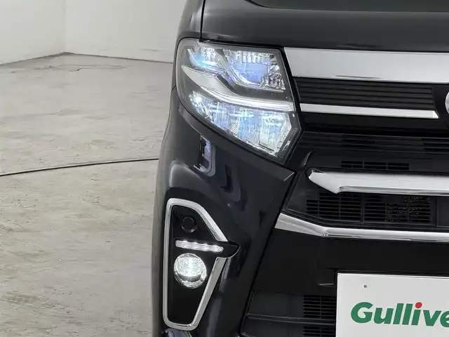 ダイハツ タント カスタム X スタイルセレクション 福岡県 2021(令3)年 2.8万km ブラックマイカメタリック 純正ナビ／フルセグＴＶ　/バックカメラ　/コーナーセンサー　/衝突軽減ブレーキ　/レーンキープ/アイドリングストップ　/両側電動スライドドア　/前方ドラレコ　/シートヒーター　/ハーフレザーシート　/純正１４インチＡＷ