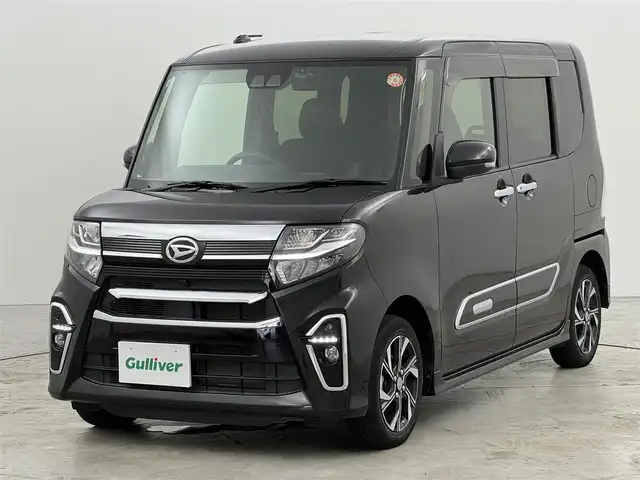ダイハツ タント カスタム X スタイルセレクション 福岡県 2021(令3)年 2.8万km ブラックマイカメタリック 純正ナビ／フルセグＴＶ　/バックカメラ　/コーナーセンサー　/衝突軽減ブレーキ　/レーンキープ/アイドリングストップ　/両側電動スライドドア　/前方ドラレコ　/シートヒーター　/ハーフレザーシート　/純正１４インチＡＷ