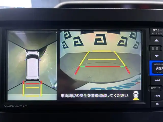 ダイハツ タント カスタム X 鹿児島県 2019(令1)年 2.7万km パールブラック 純正SDナビゲーション（NMZK-W71D）/　AM/FM/CD/DVD/BT/TV/全方位カメラ/両側パワースライドドア/スマートアシスト/・衝突回避支援ブレーキ機能/・コーナーセンサー/・車線逸脱警報/LEDヘッドライト/フォグランプ/ドライブレコーダー/ETC車載器/オートライト/アイドリングストップ/ブラック合皮/ファブリックコンビシート/純正14インチアルミ/ABS/横滑り防止装置/スマートキー/プッシュスタート