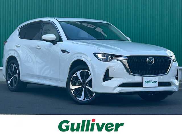 マツダ ＣＸ－６０ XD HV プレミアムモダン 宮城県 2023(令5)年 3.4万km ロジウムホワイトプレミアムメタリック 4WD/パノラマサンルーフ/スマートブレーキサポート/誤発進抑制制御/車線逸脱警報システム/降車支援機能付ブラインドスポットモニタリング/レーンキープアシストシステム/緊急時車線維持支援システム/接近車両検知（前側方/後側方）/ドライバー異常時対応システム/レーダークルーズコントロール/クルージングトラフィックサポート/BOSEサウンドシステム/360度ビューモニター/ヘッドアップディスプレイ/純正ナビ/・Bluetooth/・フルセグTV/・AppleCarPlay/AndroidAuto/・HDMI/ビルトインETC/ドライブレコーダー/ワイヤレス充電/AC100V/1500W電源/ハンズフリーパワーバックドア/レザーシート/シートヒーター/ベンチレーション/パワーシート（運転席メモリー機能付）/革巻きステアリング/パドルシフト/電動パーキングブレーキ/ブレーキホールド/アダプティブLEDヘッドランプ/オートライト/スマートキー＆プッシュスタート/電動格納ミラー/純正20インチAW/フロアマット/ドアバイザー