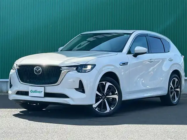 マツダ ＣＸ－６０ XD HV プレミアムモダン 宮城県 2023(令5)年 3.4万km ロジウムホワイトプレミアムメタリック 4WD/パノラマサンルーフ/スマートブレーキサポート/誤発進抑制制御/車線逸脱警報システム/降車支援機能付ブラインドスポットモニタリング/レーンキープアシストシステム/緊急時車線維持支援システム/接近車両検知（前側方/後側方）/ドライバー異常時対応システム/レーダークルーズコントロール/クルージングトラフィックサポート/BOSEサウンドシステム/360度ビューモニター/ヘッドアップディスプレイ/純正ナビ/・Bluetooth/・フルセグTV/・AppleCarPlay/AndroidAuto/・HDMI/ビルトインETC/ドライブレコーダー/ワイヤレス充電/AC100V/1500W電源/ハンズフリーパワーバックドア/レザーシート/シートヒーター/ベンチレーション/パワーシート（運転席メモリー機能付）/革巻きステアリング/パドルシフト/電動パーキングブレーキ/ブレーキホールド/アダプティブLEDヘッドランプ/オートライト/スマートキー＆プッシュスタート/電動格納ミラー/純正20インチAW/フロアマット/ドアバイザー