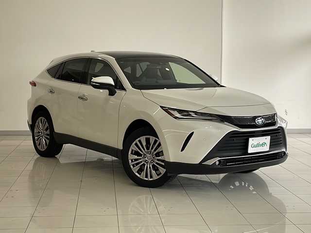 トヨタ ハリアー ハイブリッド Z 新潟県 2021(令3)年 4万km ホワイトパールクリスタルシャイン 4WD/純正メモリナビ/BT/USB/AUX/フルセグテレビ/バックカメラ/ETC2.0/サンルーフ/JBLスピーカー/衝突被害軽減ブレーキ/レーンキープアシスト/レーダークルーズコントロール/半革シート/運転席パワーシート/パワーバックドア/ステアリングスイッチ/コーナーセンサー/スマートキー/プッシュスタート/LEDヘッドライト/オートライト/オートハイビーム/フォグランプ/純正19インチアルミホイール