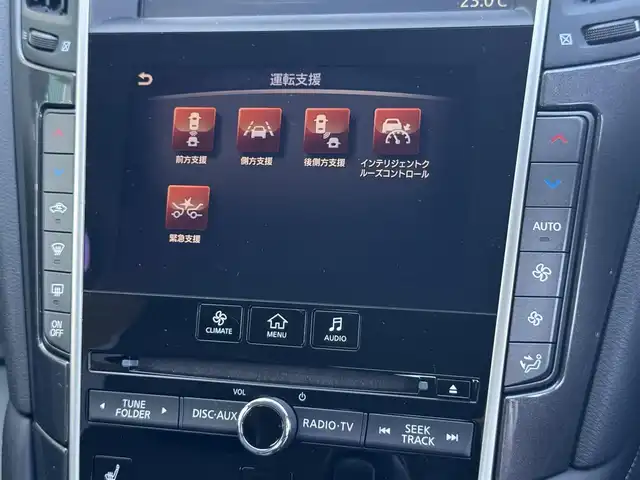 日産 スカイライン 200GT－t タイプP 香川県 2015(平27)年 4.3万km スーパーブラック メーカーナビ/フルセグ/CD/DVD/Bluetooth/アラウンドビューモニター/黒革シート/前席パワーシート/シートヒーター/純正17インチアルミ/レーダークルーズコントロール/レーンキープ/プリクラッシュセーフティ/BSM/ビルトインETC