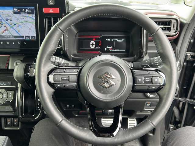 スズキ スペーシア カスタム HYBRID XS ターボ 東京都 2024(令6)年 1万km ブルーイッシュブラックパール3 純正ナビ連動メモリナビ　/【Bluetooth/フルセグTV/AM/FM】/ETC/バックカメラ/全方位モニター　/デュアルサポートブレーキ/車線逸脱警報装置/アダプティヴクルーズコントロール/ハイビームアシスト/クリアランスソナー/標識認識機能/ヘッドアップディスプレイ/両側パワースライドドア　/ハンドルヒーター/パドルシフト/D/N席シートヒーター/プッシュスタート/スマートキー×2　