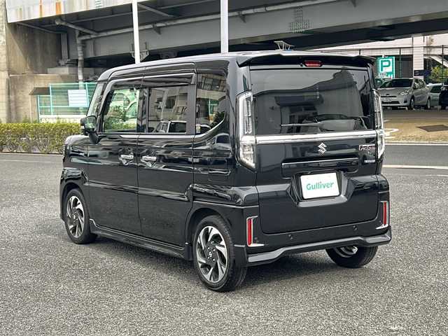 スズキ スペーシア カスタム HYBRID XS ターボ 東京都 2024(令6)年 1万km ブルーイッシュブラックパール3 純正ナビ連動メモリナビ　/【Bluetooth/フルセグTV/AM/FM】/ETC/バックカメラ/全方位モニター　/デュアルサポートブレーキ/車線逸脱警報装置/アダプティヴクルーズコントロール/ハイビームアシスト/クリアランスソナー/標識認識機能/ヘッドアップディスプレイ/両側パワースライドドア　/ハンドルヒーター/パドルシフト/D/N席シートヒーター/プッシュスタート/スマートキー×2　